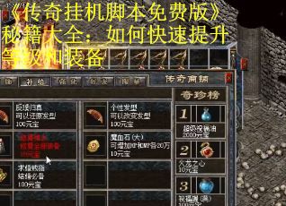《传奇挂机脚本免费版》秘籍大全:如何快速提升等级和装备 《传奇挂机脚本免费版》秘籍大全:如何快速提升等级和装备